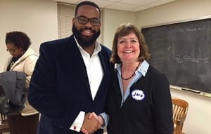 Jane Dittmar with Prince Edward Democrats Chair Taikein Cooper