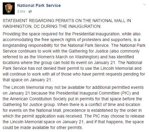 Statement from NPS