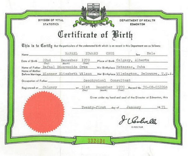Ted Cruz Birth Certificate